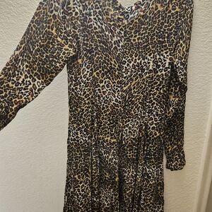 Herstyle Black and Tan Long Sleeve V-Neck Sundress